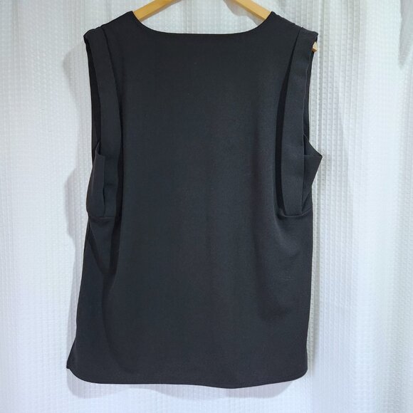 Banana Republic Blouse Womens V Neck Sleeveless Black Shirt Side Slits - Picture 2 of 9